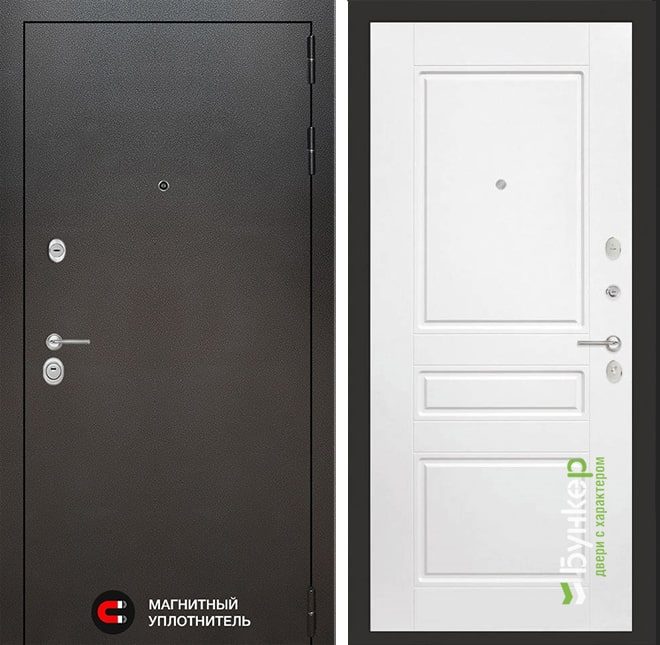 Входная дверь в интерьере серии «LOFT» модель 8 белый софт