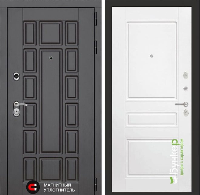 Входная дверь в интерьере серии «NEW YORK» модель 8 белый софт