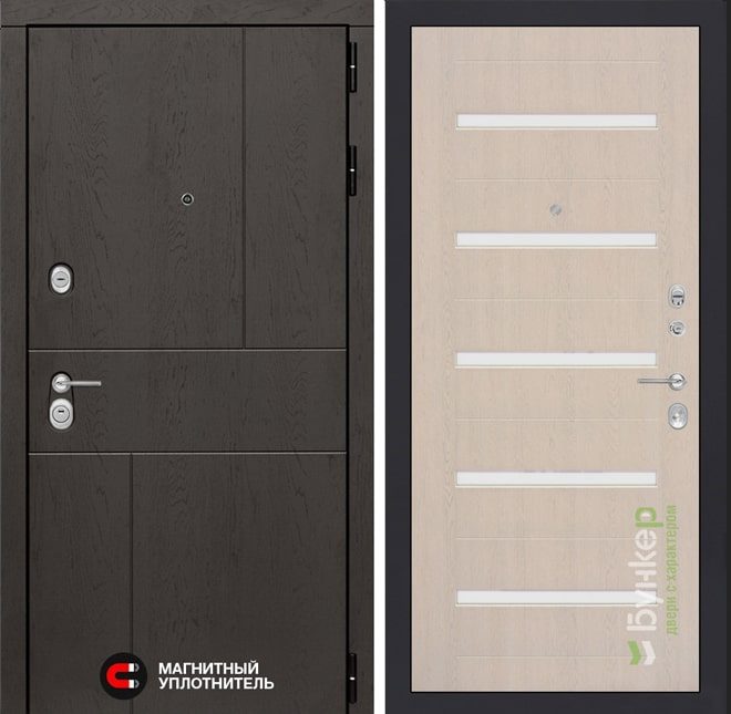 Входная дверь в интерьере серии «URBAN» модель 2 дуб беленый