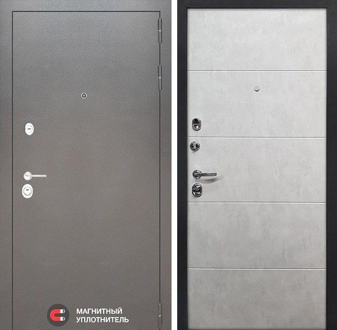 Входная дверь в интерьере серии «SILVER» модель 22 Бетон серый