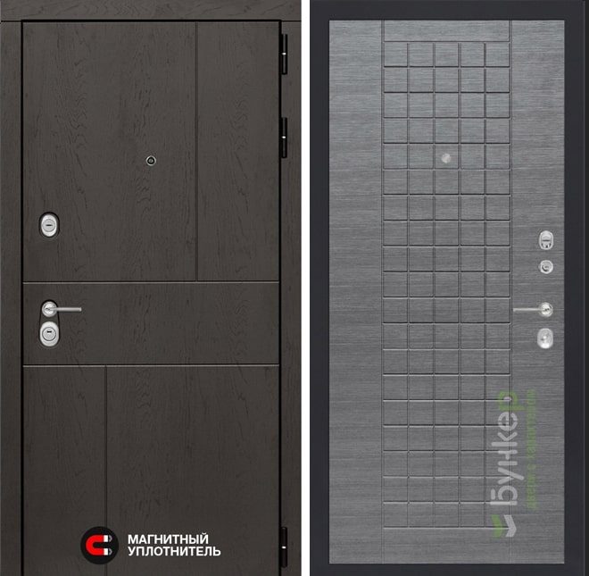 Входная дверь в интерьере серии «URBAN» модель 12 Лен серый
