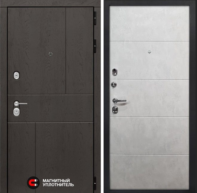 Входная дверь в интерьере серии «URBAN» модель 22 Бетон серый