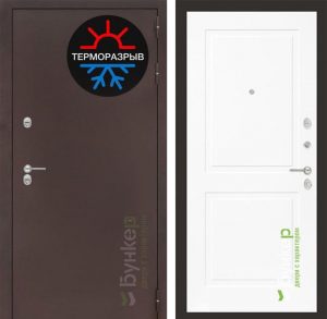 Входная дверь серии "ТЕРМО" №48 панель ФЛ-609 Винорит, белая