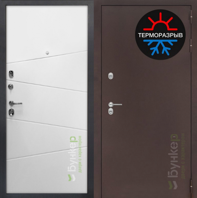 Входная дверь в интерьере серия «ТЕРМО-3» модель №18 белый софт