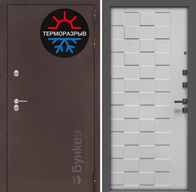 Входная дверь в интерьере серии «ТЕРМО-3» модель №32 белый софт