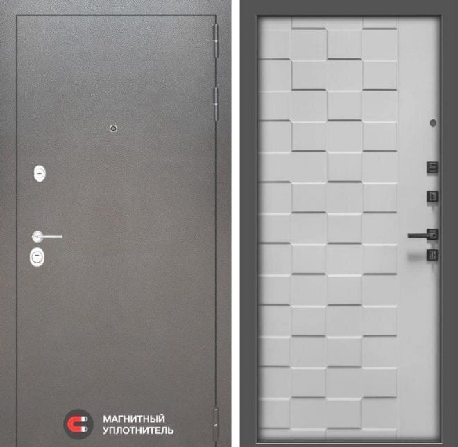 Входная дверь в интерьере серии «SILVER» модель 32 белый софт