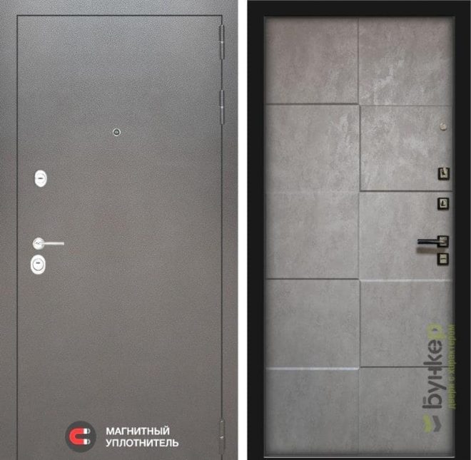 Входная дверь в интерьере серии «SILVER» модель 35 бетон бежевый