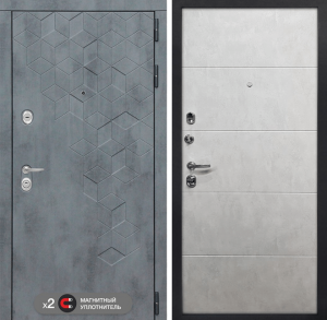 Входная дверь в интерьере серии «BETON» модель 22 бетон серый