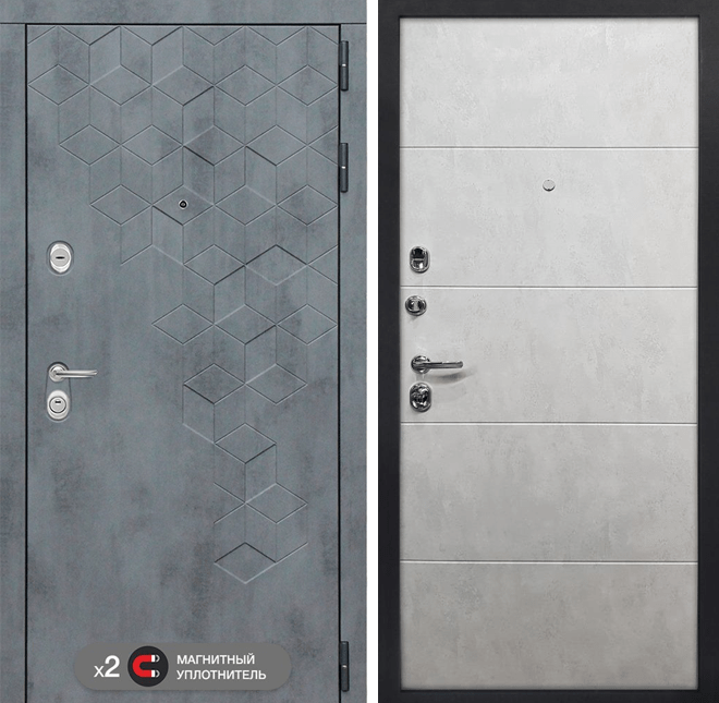 Входная дверь в интерьере серии «BETON» модель 22 бетон серый