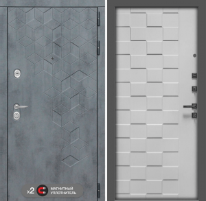 Входная дверь в интерьере серии «BETON» модель 32 белый софт