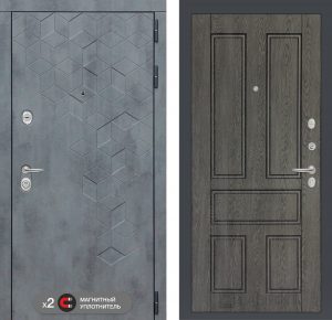 Входная дверь в интерьере серии «BETON» модель 39 Дуб филадельфия графит