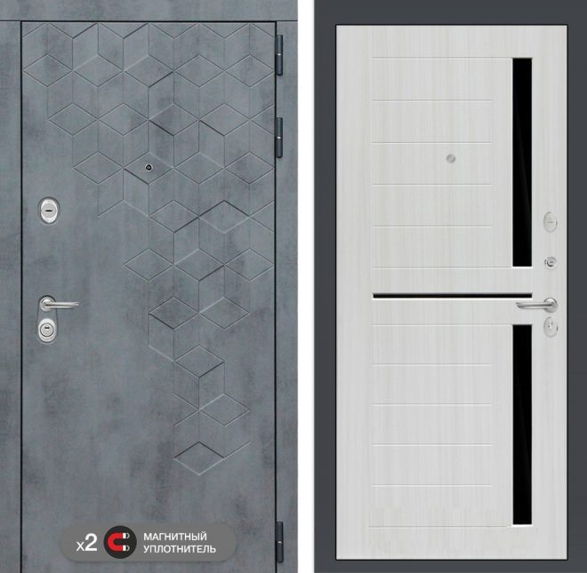 Входная дверь в интерьере серии «BETON» модель 4 сандал белый