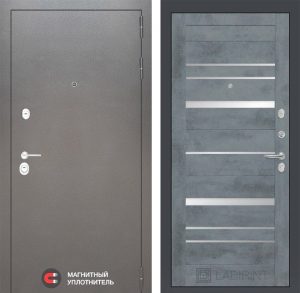 Входная дверь в интерьере серии «SILVER» модель 38 бетон темный