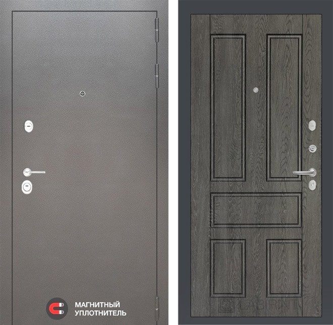 Входная дверь в интерьере серии «SILVER» модель 39 Дуб графит