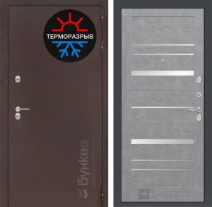 Входная дверь в интерьере серии «ТЕРМО-3» модель №37 бетон светлый