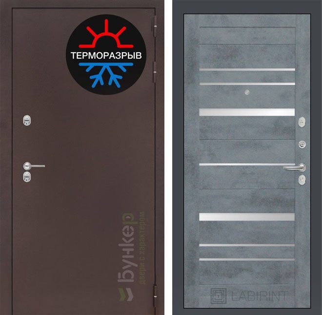 Входная дверь в интерьере серии «ТЕРМО-3» модель №38 бетон темный