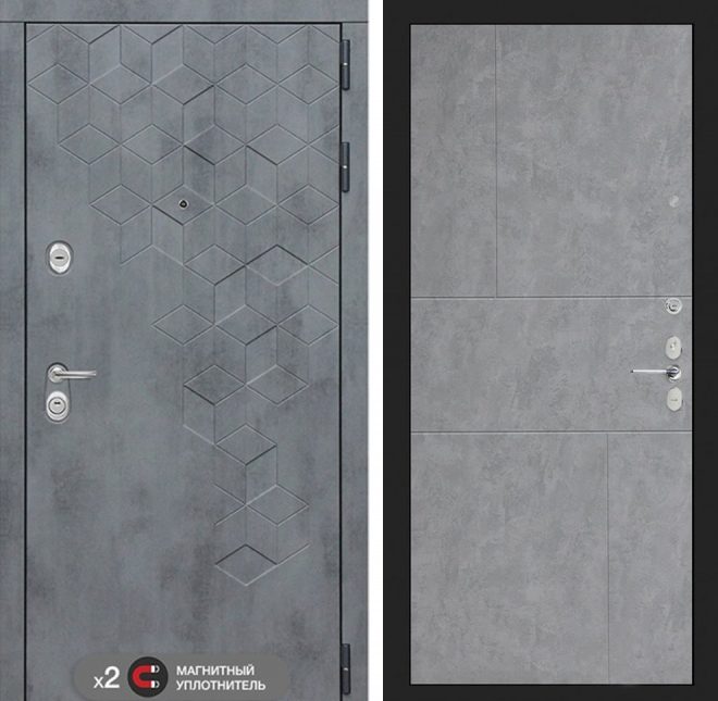 Входная дверь в интерьере серии «BETON» модель 42 бетон серый