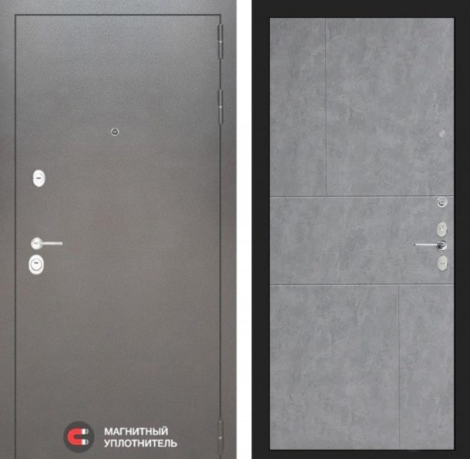 Входная дверь в интерьере серии «SILVER» модель 42 бетон серый