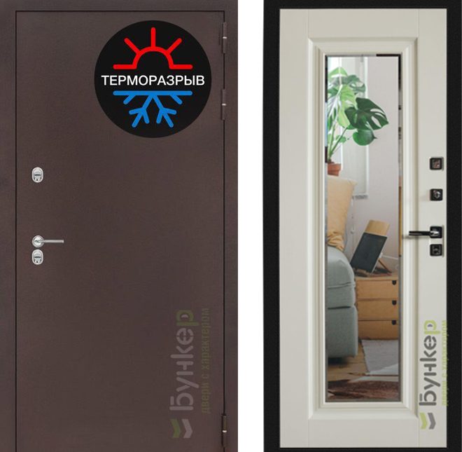 Входная дверь в интерьере серии «ТЕРМО-3» модель №45 белый софт