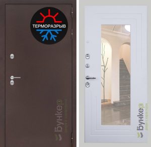 Входная дверь в интерьере серии «ТЕРМО-3» модель №44 белый софт